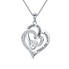 Always My Mother Forever My Friend Love Heart Necklace for Women Mothers Day Gifts for Mom Wife Grandma Mothers Day Gifts Christmas Gift