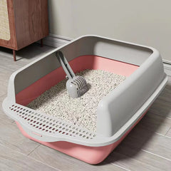 Large Semi-Enclosed Cat Litter Box with Removable Parts