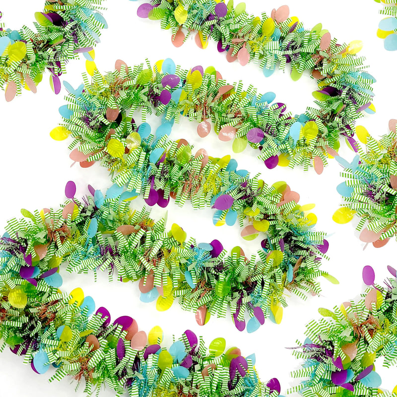 MUWOOB 33Ft Easter Tinsel Garland Green Easter Garland for Mantle Decorations with Colorful Eggs Glitter Spring Garland for Easter Tree Decor Metallic Easter Eggs Garland for Home Indoor/Outdoor