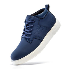 FLYLAND Mens Fashion Sneakers Chukka Boots Lace Up Leather Ankle Dress Boot Lightweight Walking Driving Shoes Blue 11