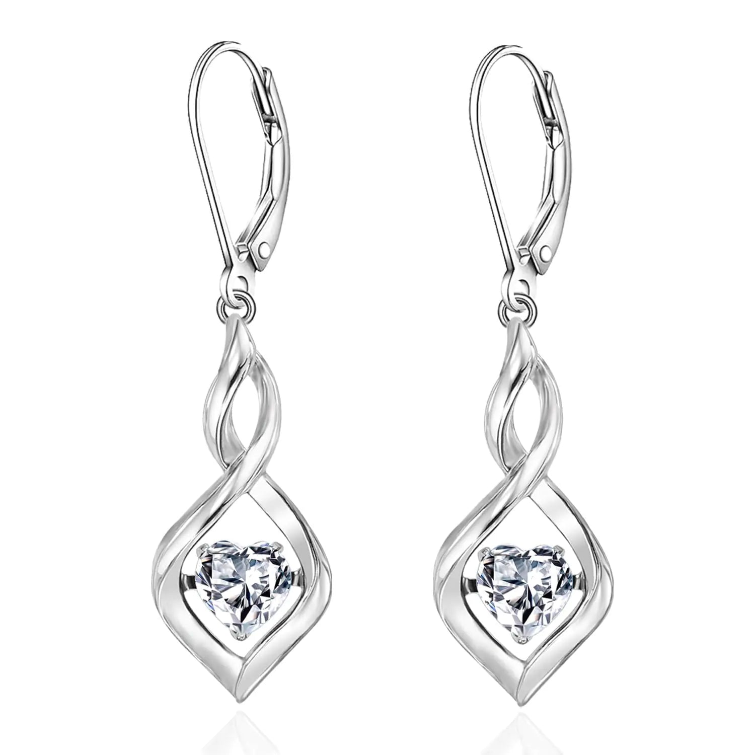 WASEE April Birthstone Earrings 925 Sterling Silver Cubic Zircon Dangle Drop Leverback Earrings for Women Birthday Mothers Day Anniversary Christmas Earrings Jewelry for Women