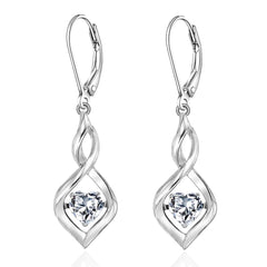 WASEE April Birthstone Earrings 925 Sterling Silver Cubic Zircon Dangle Drop Leverback Earrings for Women Birthday Mothers Day Anniversary Christmas Earrings Jewelry for Women
