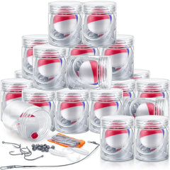 Operation Mini Fishing Kits Bulk for Christmas Child Shoebox Gift Emergency Fishing Survival Kit Small Fishing Kit with Jar Fishing Accessories Fishing Gear for Beginner Stocking Stuffer Gift (12)