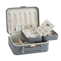 V-LAFUY Travel Jewelry Case Large Jewelry Box Large Jewelry Travel Organizer Jewelry Case with Handle Best Gift for women Girls Grey