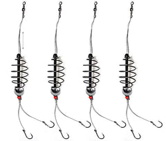 4 pcs Carp Spring Fishing Feeder 0.6oz Fishing Hooks Rig #6 Inline Bait Fishing Tackle
