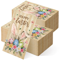 Chiisong 200 Pcs Easter Spring Napkins Design Happy Easter Guest Paper Napkins Disposable Easter Napkins for Home Family Dinner Holiday Party Dinner Toilet Easter Supplies(Rabbit Ear)