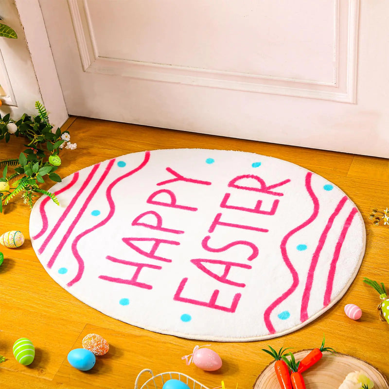 Drydiet Easter Bathroom Rug Easter Eggs Bunny Mat Easter Kitchen Rugs Non Slip Doormat Soft Runner Carpet for Outdoor Indoor Home Bedroom Office Door Floor Holiday Decoration 31