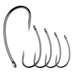Barbless Fishing Hooks200pcs Carp Fishing Hooks Freshwater Saltwater Circle Curve Shank Carp Hair Fishing Tackle (Size 10)