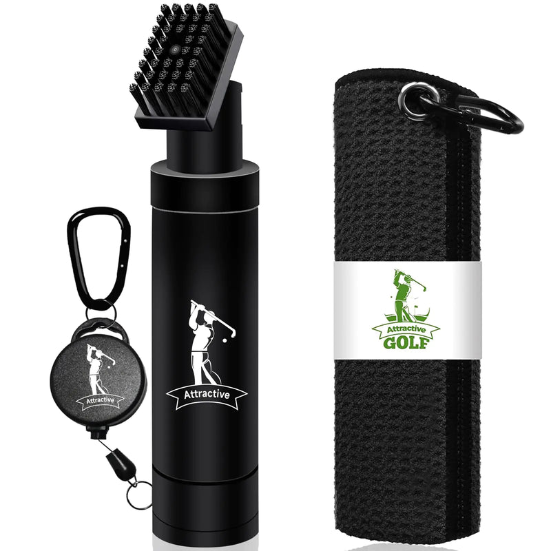 ATTRACTIVE Golf Club Cleaner Set Includes Golf Water Brush and Waffle Pattern Golf Towel. Golf Club Brush/Golf Accessories for Men/Golf Gifts