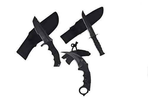 Falcon CSGO Tactical Fixed Blade Set. 3 PCS Tactical 2 Different Combo. For Collection Gift and Outdoors Camping Cut Ropes Branches