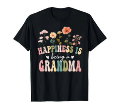 Happiness is Being a Grandma Floral Grandma Mothers Day T-Shirt
