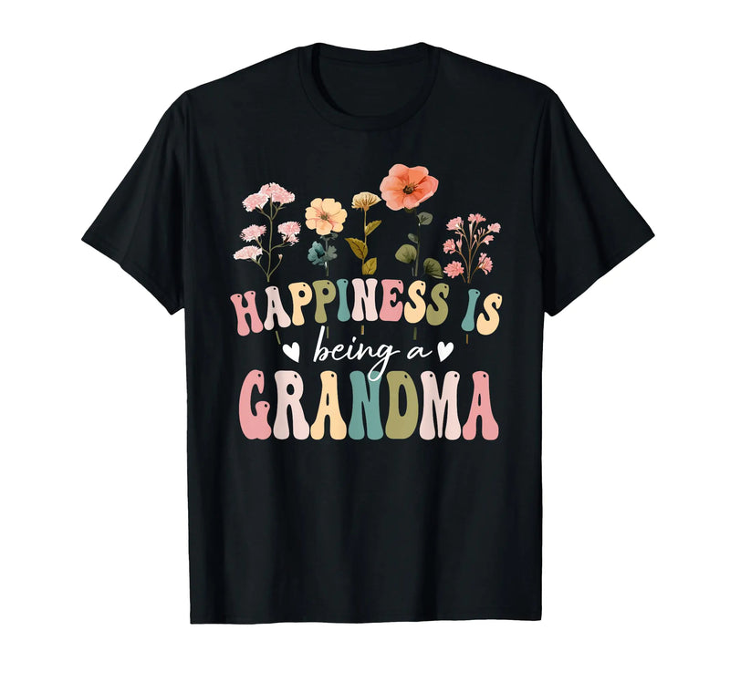 Happiness is Being a Grandma Floral Grandma Mothers Day T-Shirt