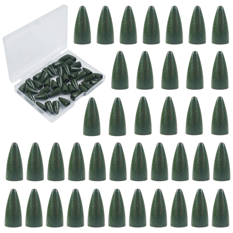 Bullet Fishing Sinker Weights40pcs Fishing Worm Weights Slip Sinkers Painted Flipping Fishing Weights for Bass Fishing Texas Rigs Saltwater Freshwater Fishing Tackle