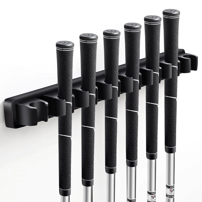 Blueweenly Wooden Golf Club Holder 8 Clips Golf Club Rack Golf Organizer for Garage Wall Display Golf Club Wall Mount Golf Club Hanger with Screws for Golf Club Putters Grip up Type