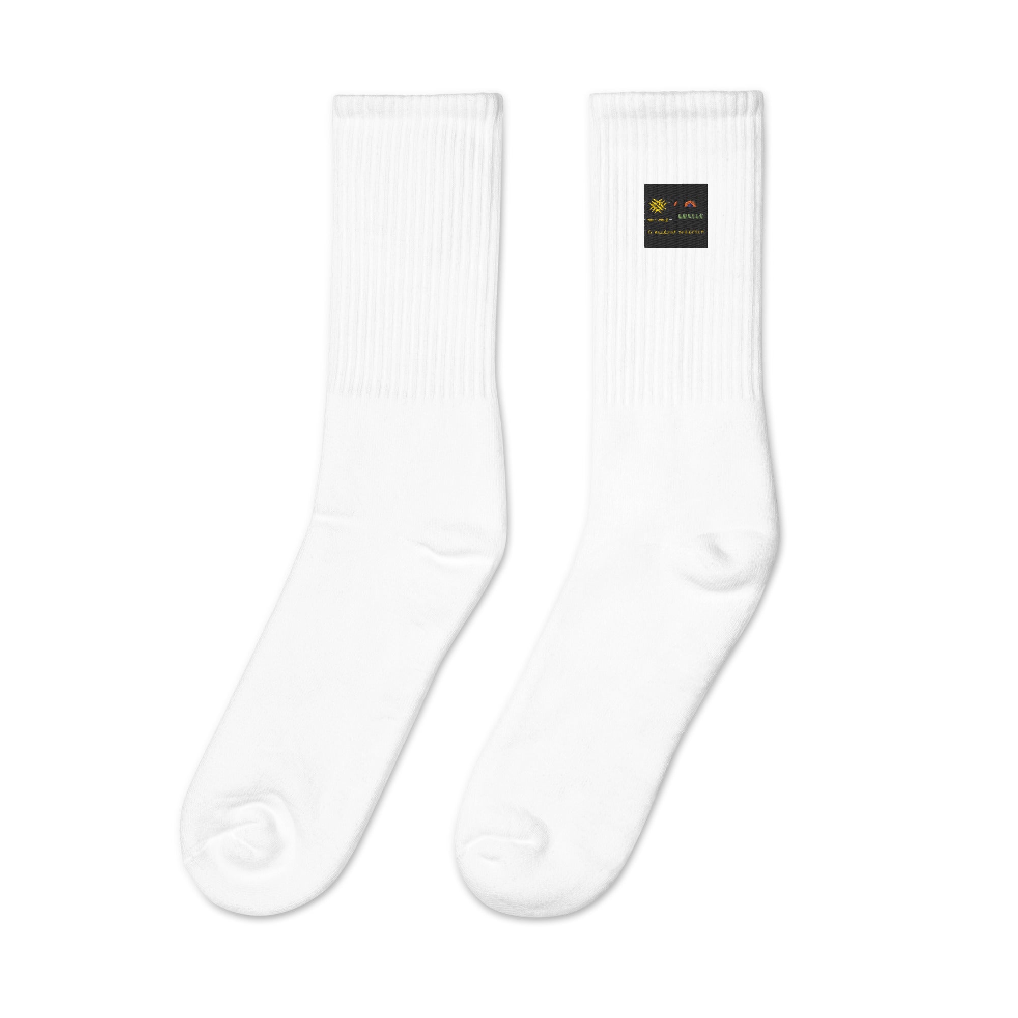 Embroidered socks (challenge accepted logo)
