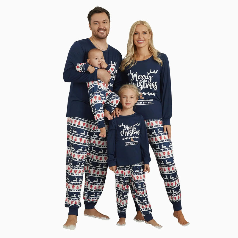 Christmas Pajamas PJS for Family Matching Family Couple Xmas Christmas Pajamas PJS Matching Sets Christmas Pajamas Letters Print Men