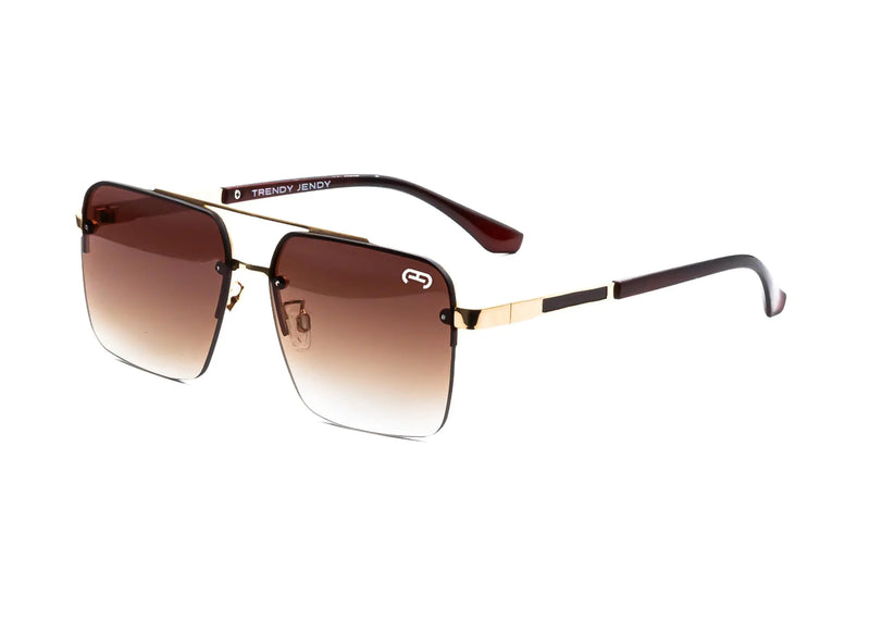 Trendy Jendy Sunglasses for men - Harleem Rimless Classic Rectangular UV Protection Mens Fashion Ultra Light Weight (Gold Brown)