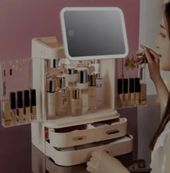 Mirror Integrated Cosmetics Storage Box