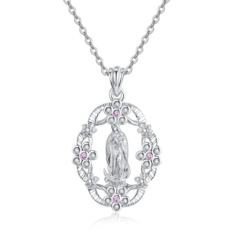 AENEAS Virgin Mary Necklace Sterling Silver Miraculous Medal Necklace Women Jewelry Virgen de Guadalupe Faith Gifts for Mothers Day Birthday…