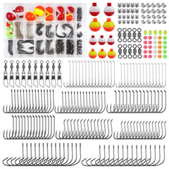 Fishing Hooks Bobbers Tackle Kit 250pcs Basic Fishing Tackle Box Included Octopus Circle Hooks Baitholder Hooks Fishing Bobbers Weights Starter Kit for Panfish Catfish Freshwater Fishing
