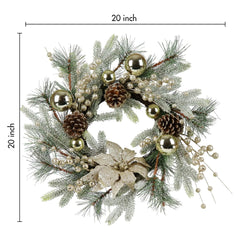 Christmas Wreath 20 Inch Christmas Door Decoration Garland With Warm Lights