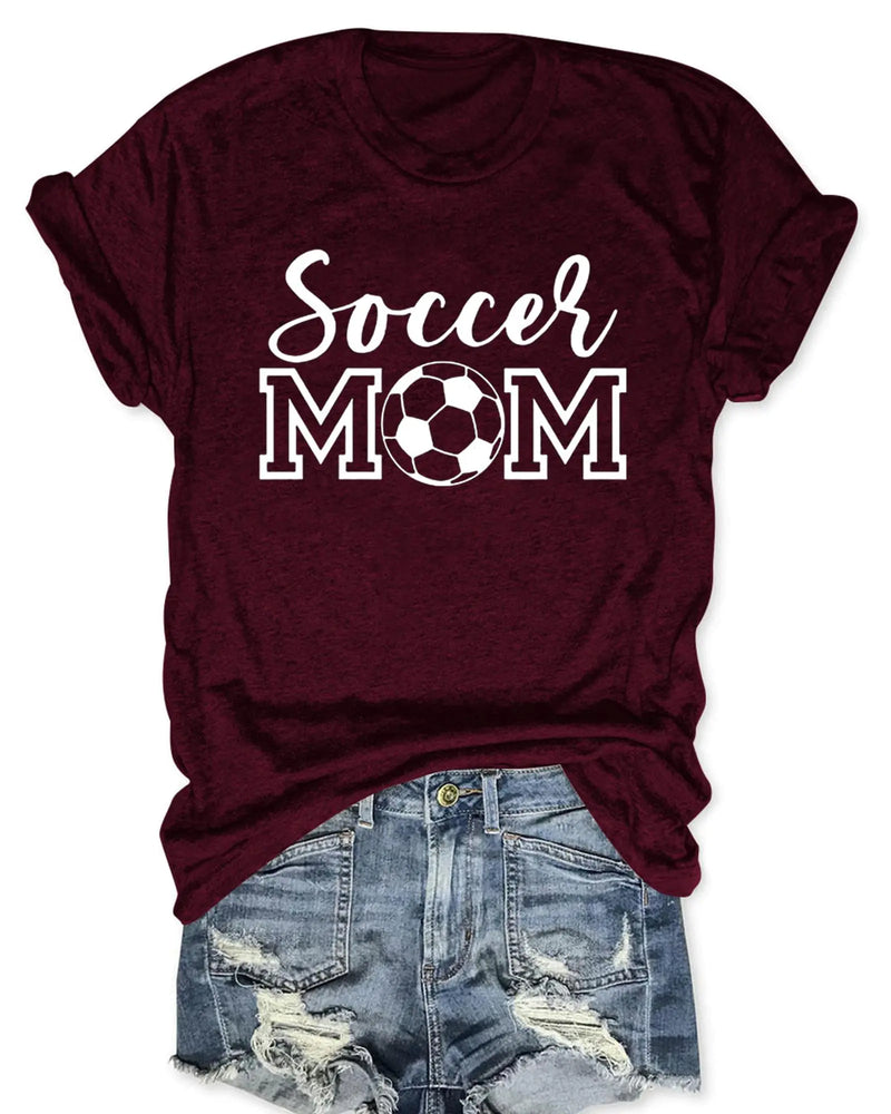 ZUNQKG Womens Soccer Mom Tshirt Short Sleeve Crewneck Casual Pullover Loose Soccer Graphic Mothers Day Tops L