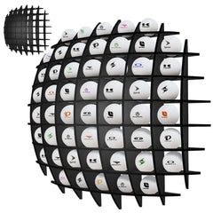 Golf Ball Display up to 52Pcs Golf Ball Holder Wall Mounted Golf Ball Rack for Golf Lovers (Black)
