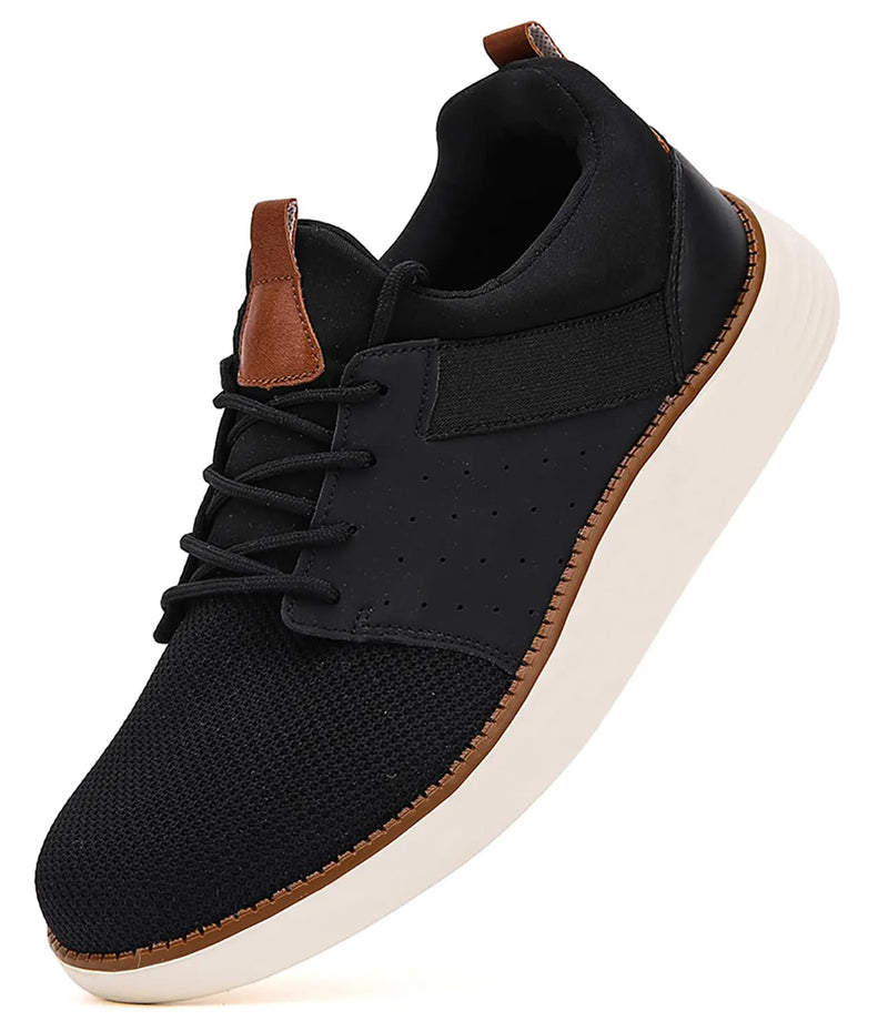 Drantren Mens Shoes Mens Fashion Dress Mesh Sneakers Men Walking Business Oxfords Lace-Up Shoes for Men Footwear Black