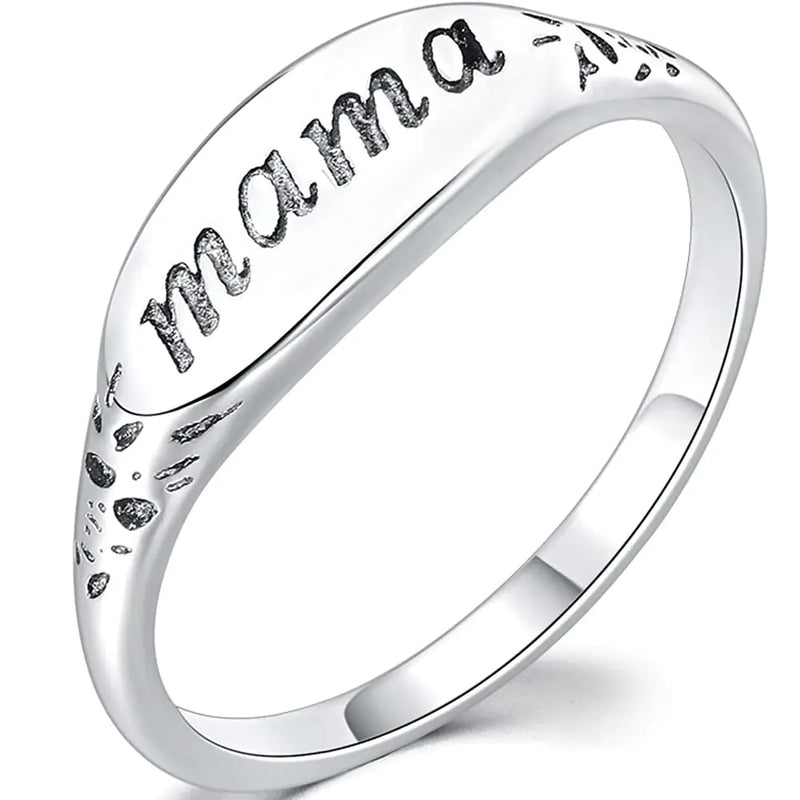 Jude Jewelers Stainless Steel Mama Mom Mothers Day Birthday Christmas Wedding Holiday Ring (Silver 7)