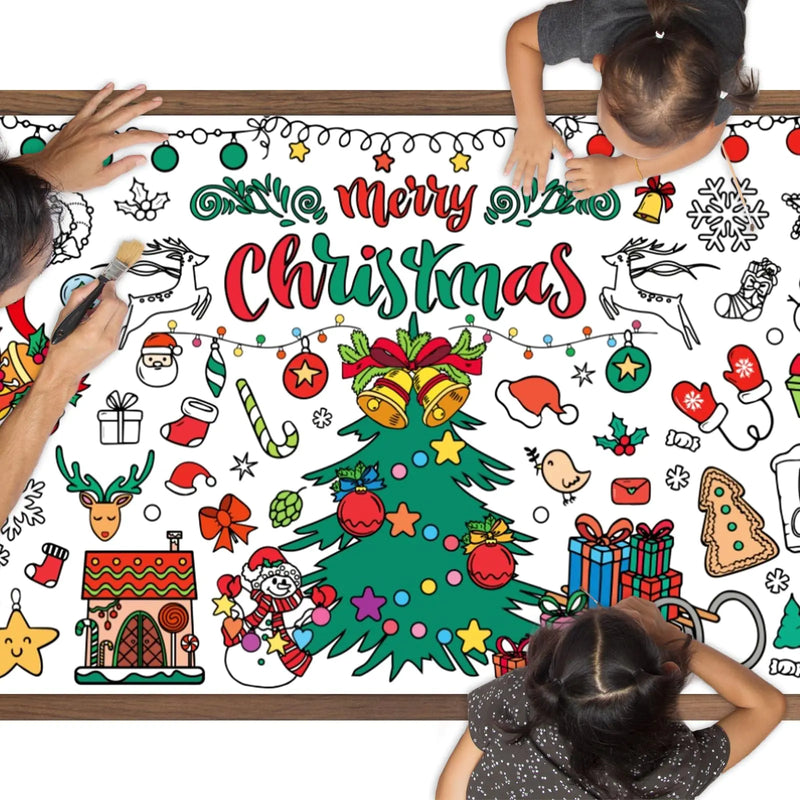 Avezano 2 pcs Christmas Coloring Tablecloth Jumbo Christmas Coloring Tablecloth for Kids Disposable Merry Christmas Coloring Table Cloth Large Christmas Coloring Poster Gifts 72x30 inch