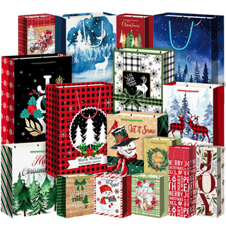 16Pack Christmas Gift Bags Assorted SizesRecyclable christmas paper bags for...