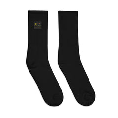 Embroidered socks (challenge accepted logo)